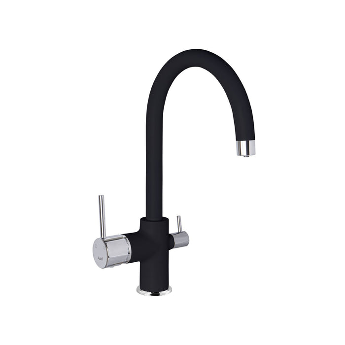 Rondo Kitchen Mixer Pro Black W. Inlet For Filtered Water Swivel Spout Brass Body & Spout Double Tube Technology